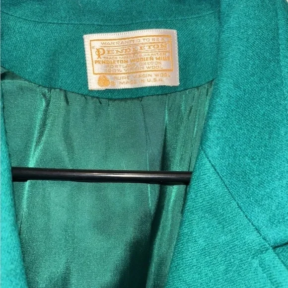 Pendleton Blazer Green 100% Virgin Wool With Shoulder Pads Vintage Size 10 - Picture 5 of 6